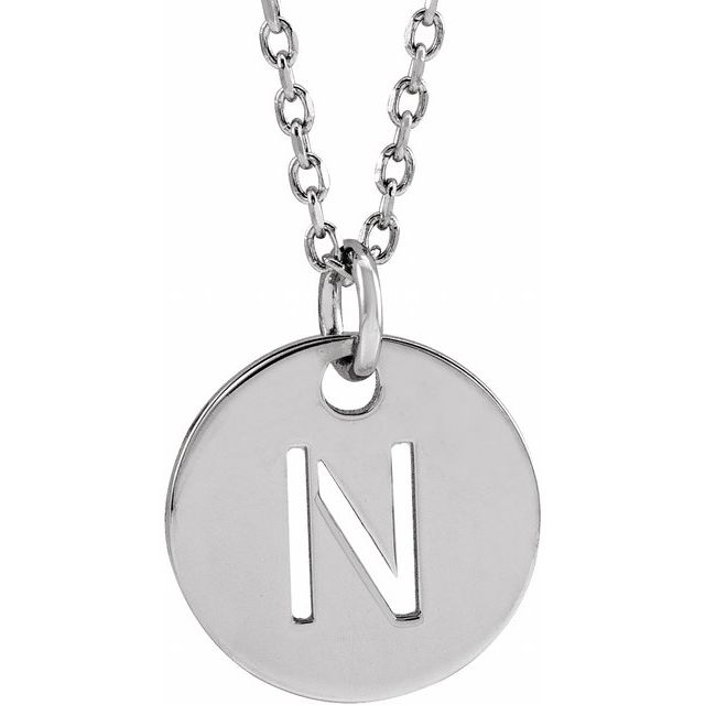 Sterling Silver Initial N 16-18 Necklace