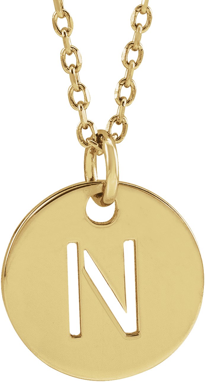 14K Yellow Initial N 16-18" Necklace