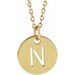 18K Yellow Gold-Plated Sterling Silver Initial N 10 mm Disc 16-18
