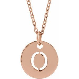 18K Rose Gold-Plated Sterling Silver Initial O 10 mm Disc 16-18" Necklace