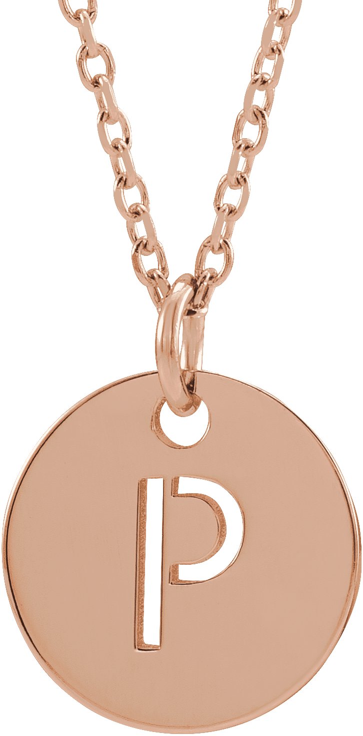 18K Rose Gold-Plated Sterling Silver Initial P 16-18" Necklace