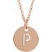 18K Rose Gold-Plated Sterling Silver Initial P 10 mm Disc 16-18