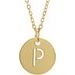 18K Yellow Gold-Plated Sterling Silver Initial P 10 mm Disc 16-18