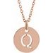 18K Rose Gold-Plated Sterling Silver Initial Q 10 mm Disc 16-18