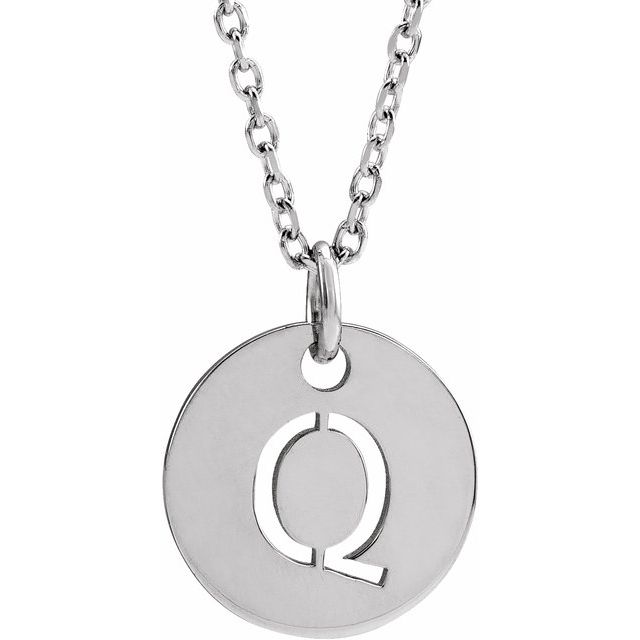 Sterling Silver Initial Q 16-18 Necklace