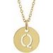 18K Yellow Gold-Plated Sterling Silver Initial Q 10 mm Disc 16-18