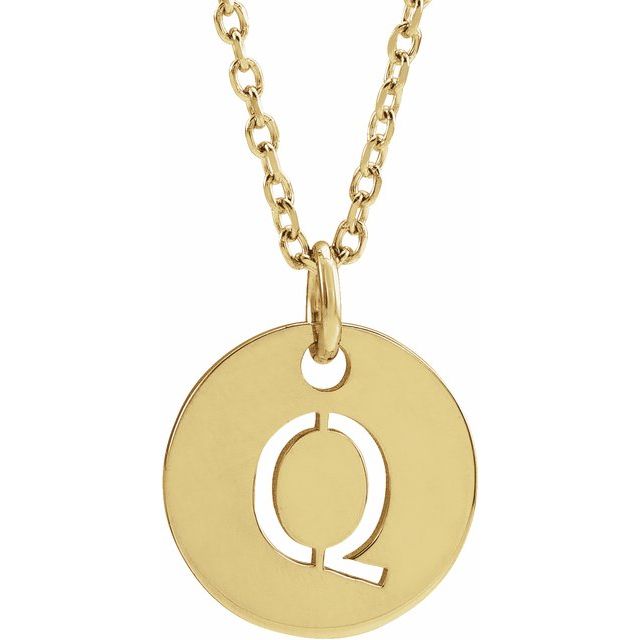 18K Yellow Gold-Plated Sterling Silver Initial Q 16-18 Necklace