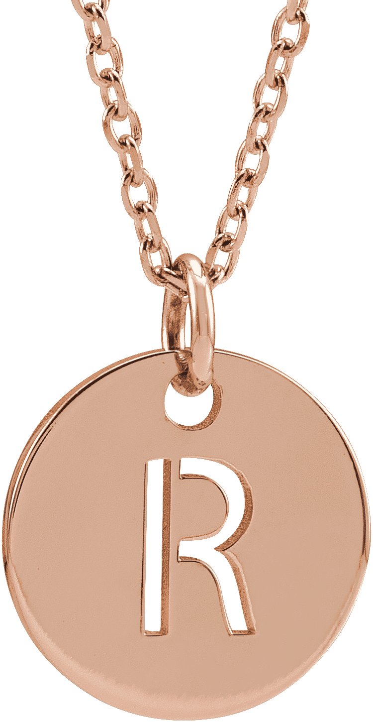 14K Rose Initial R 16-18" Necklace