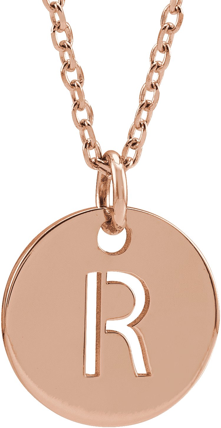 14K Rose Initial R 16-18 Necklace