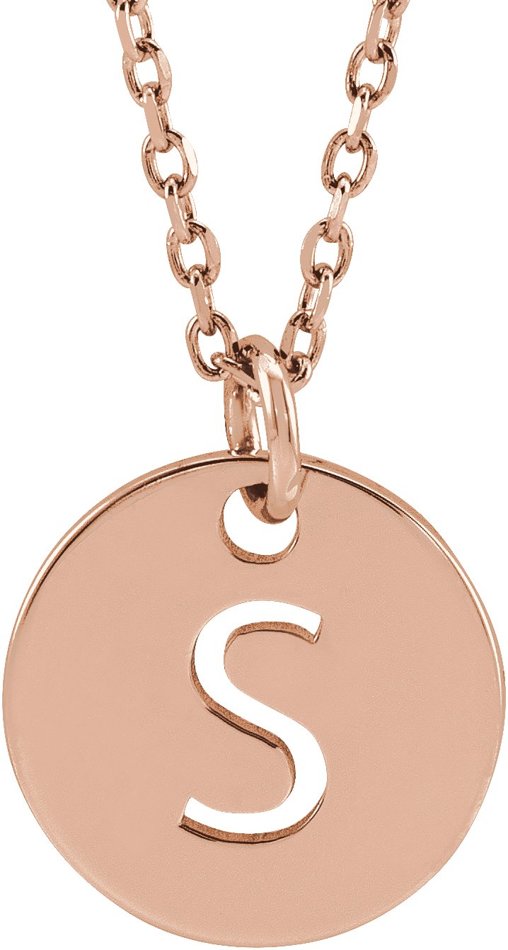 14K Rose Initial S 16-18" Necklace