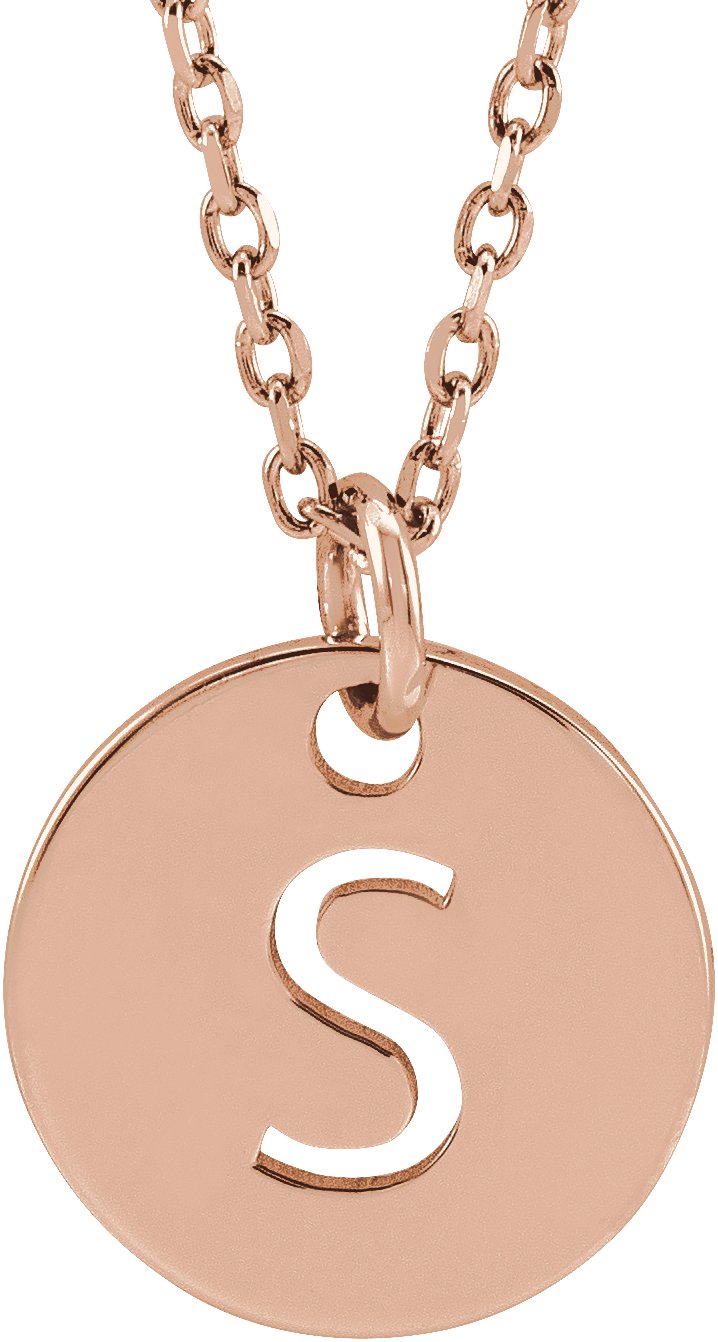 14K Rose Initial S 16-18 Necklace