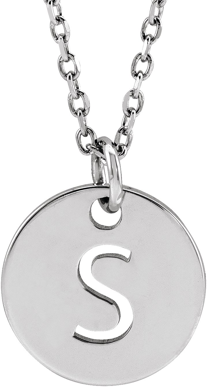 14K White Initial S 16-18" Necklace