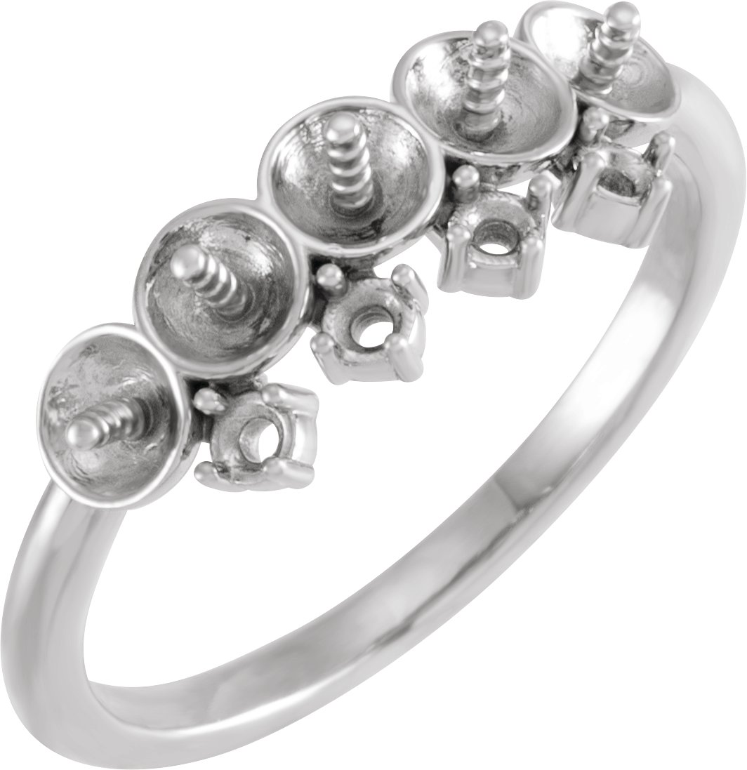 None / Unset / Sterling Silver / Polished / Pearl Stackable Ring Mounting