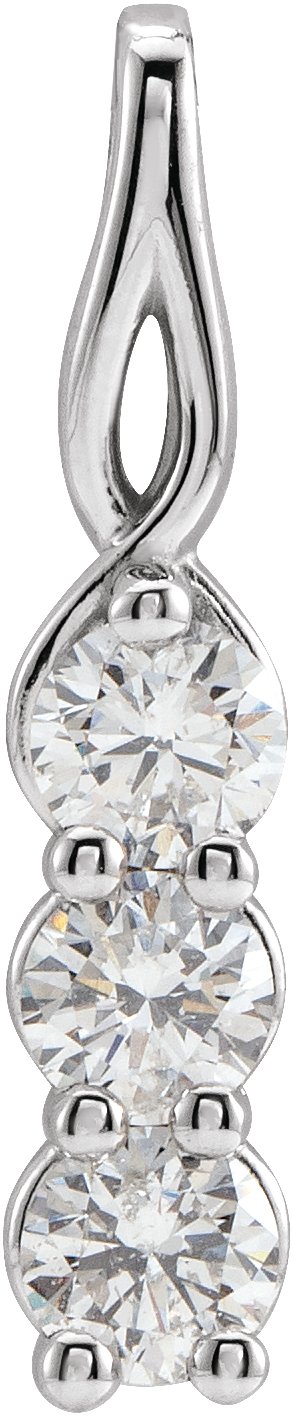 14K White 3/4 CTW Lab-Grown Diamond Three-Stone Pendant