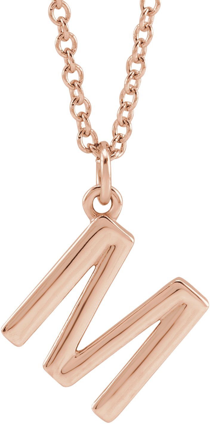 18K Rose Gold-Plated Sterling Silver Initial M  Dangle 16" Necklace