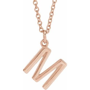18K Rose Gold Plated Sterling Silver Initial M Dangle 18 inch Necklace Ref 17719401