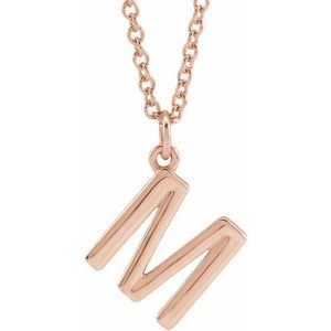 14K Rose Initial M Dangle 18" Necklace