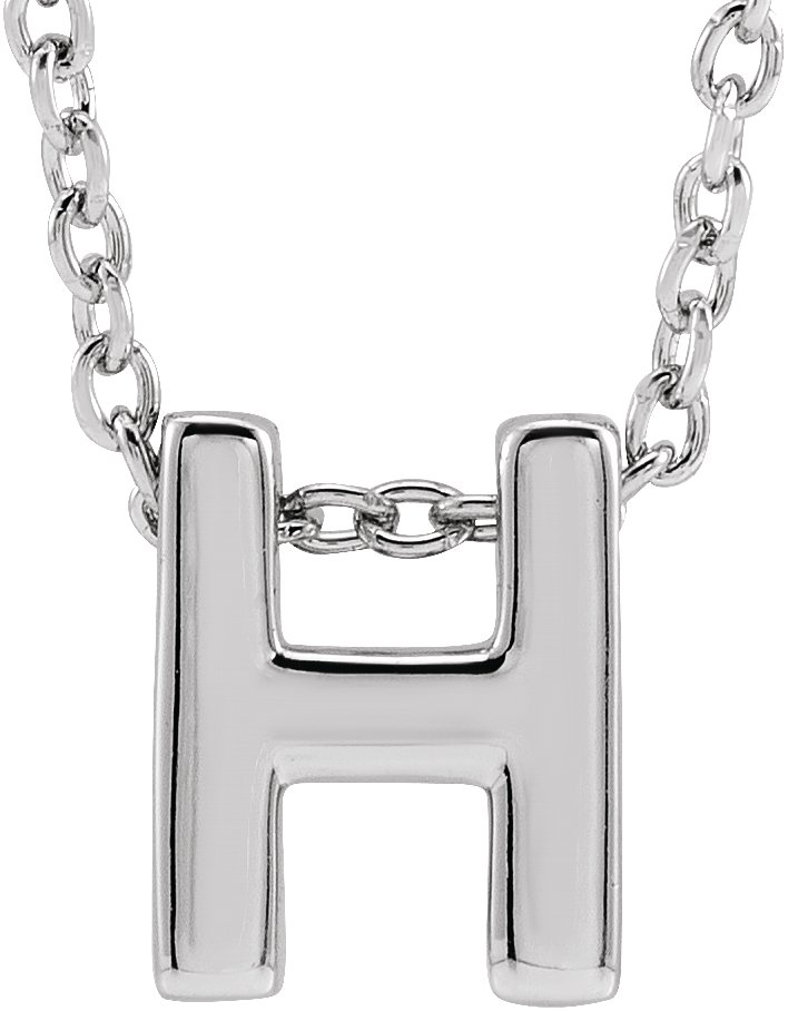 14K White Initial H Slide Pendant 16-18" Necklace 