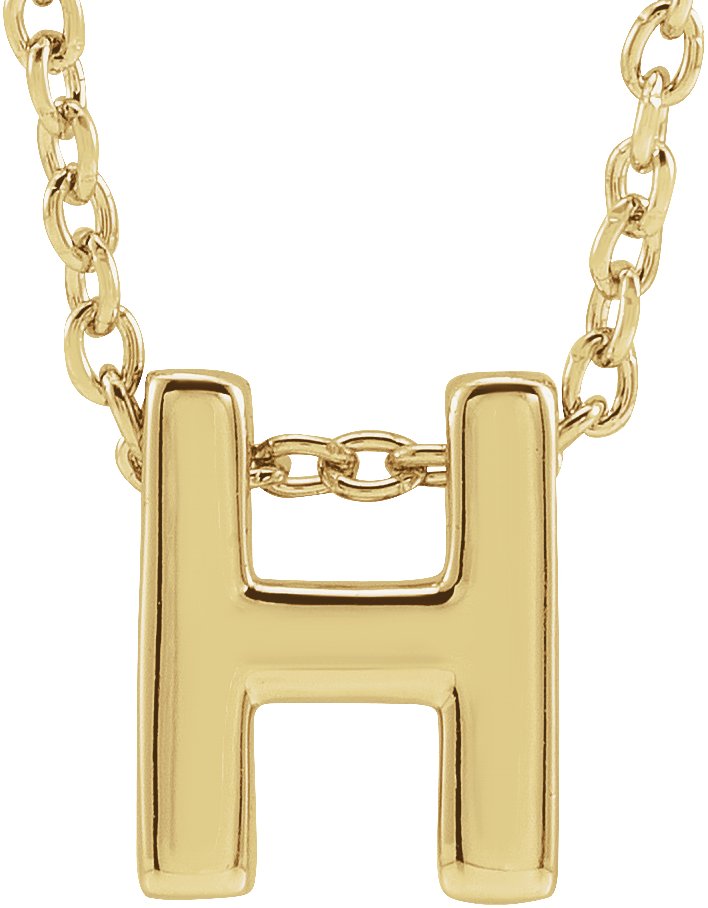 14K Yellow Initial H Slide Pendant 16-18" Necklace 