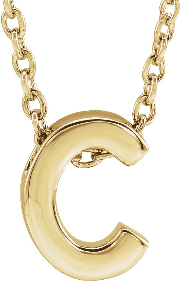 14K Yellow Initial C Slide Pendant 16-18" Necklace 