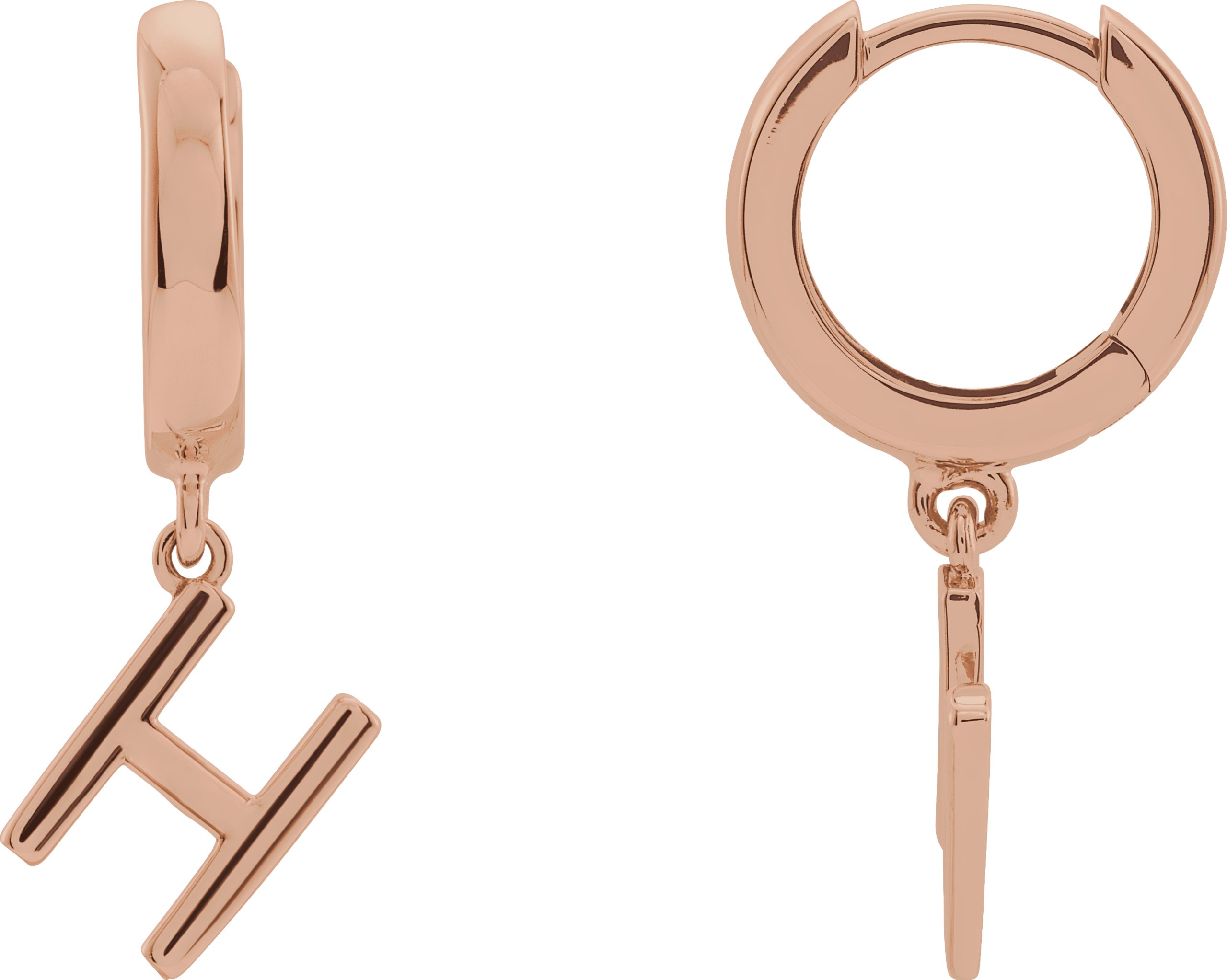 14K Rose Single Initial H Earring Ref. 16689033