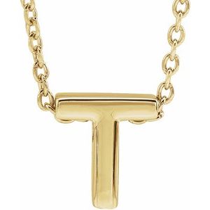 14K Yellow Initial T Slide Pendant 16-18" Necklace 