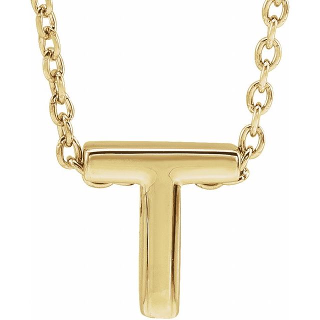 14K Yellow Initial T Slide Pendant 16-18" Necklace 