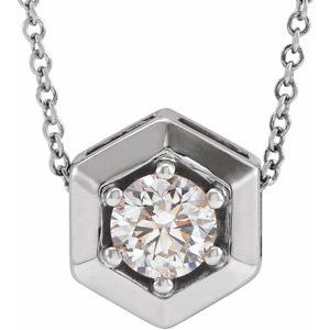 14K White 1/2 CT Lab-Grown Diamond Geometric 16-18" Necklace