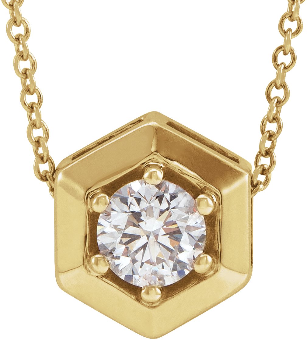 14K Yellow 1/2 CT Lab-Grown Diamond Geometric 16-18" Necklace