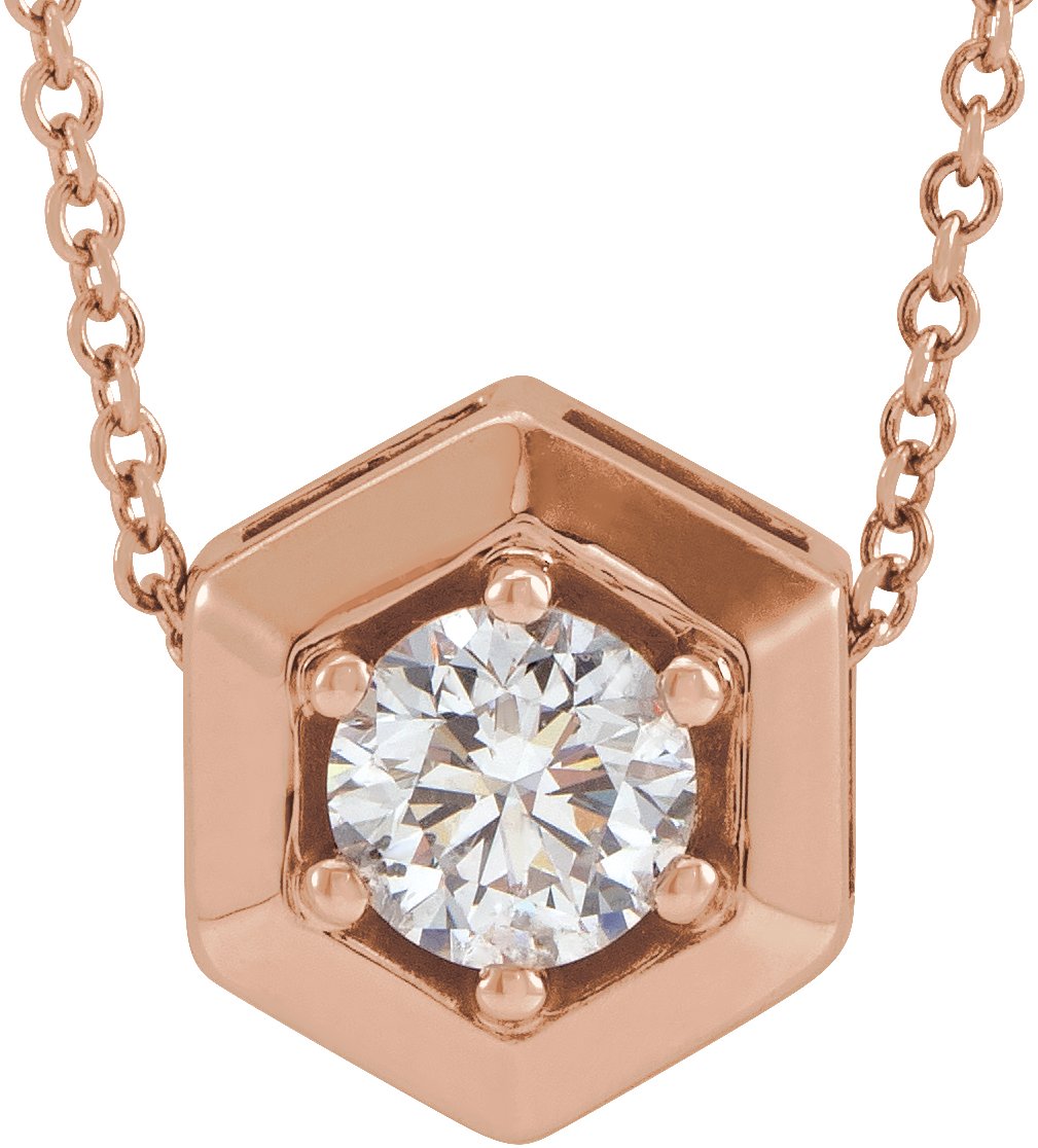 14K Rose 1/2 CT Lab-Grown Diamond Geometric 16-18" Necklace