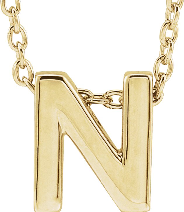 14K Yellow Initial N Slide Pendant 16-18" Necklace 