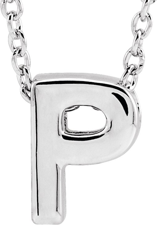 14K White Initial P Slide Pendant 16-18" Necklace 