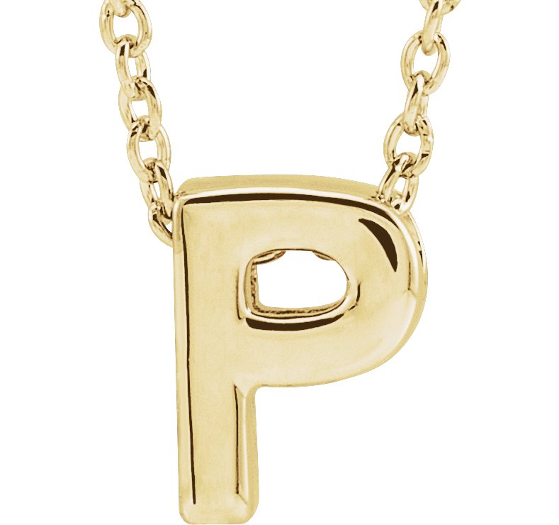 14K Yellow Initial P Slide Pendant 16-18" Necklace 