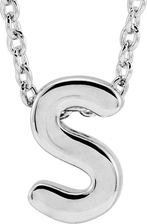 14K White Initial S Slide Pendant 16-18" Necklace 