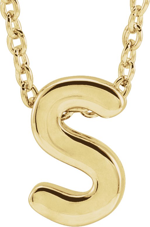 14K Yellow Initial S Slide Pendant 16-18" Necklace 