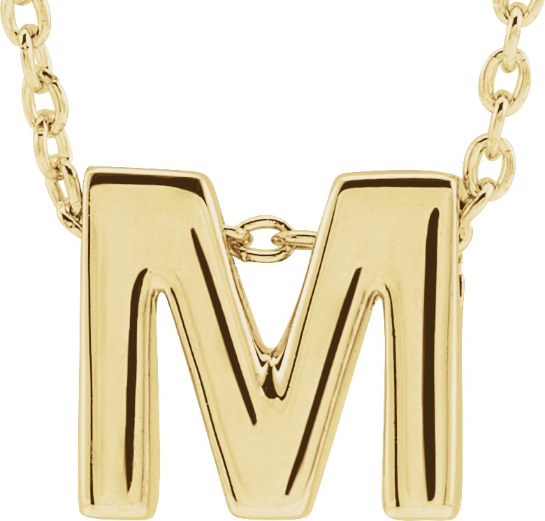 14K Yellow Initial M Slide Pendant 16-18" Necklace 