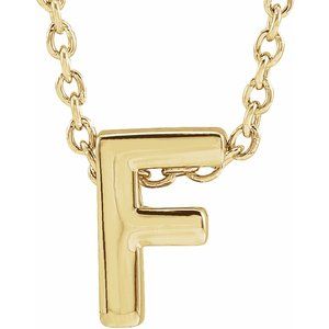 14K Yellow Initial F Slide Pendant 16-18" Necklace 