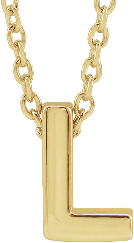 14K Yellow Initial L Slide Pendant 16-18" Necklace 