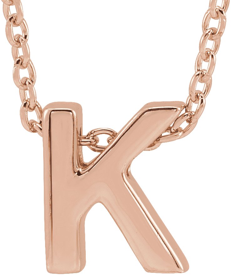 14K Rose Initial K Slide Pendant 16-18" Necklace 