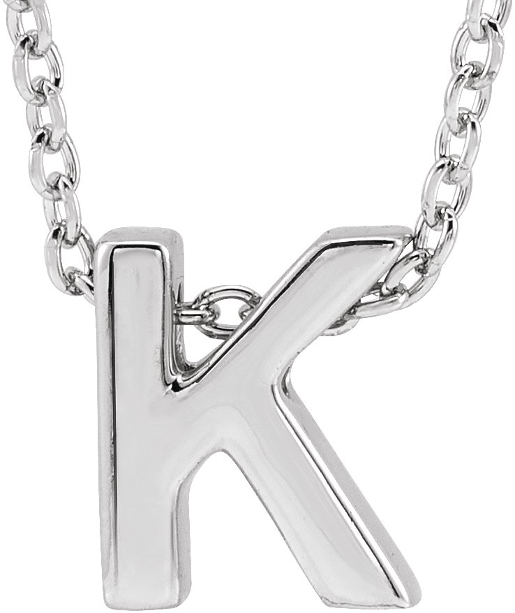 14K White Initial K Slide Pendant 16-18" Necklace 