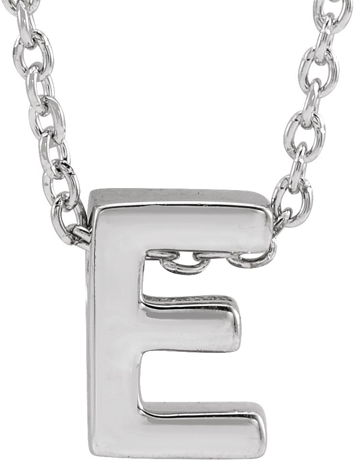 14K White Initial E Slide Pendant 16-18" Necklace 