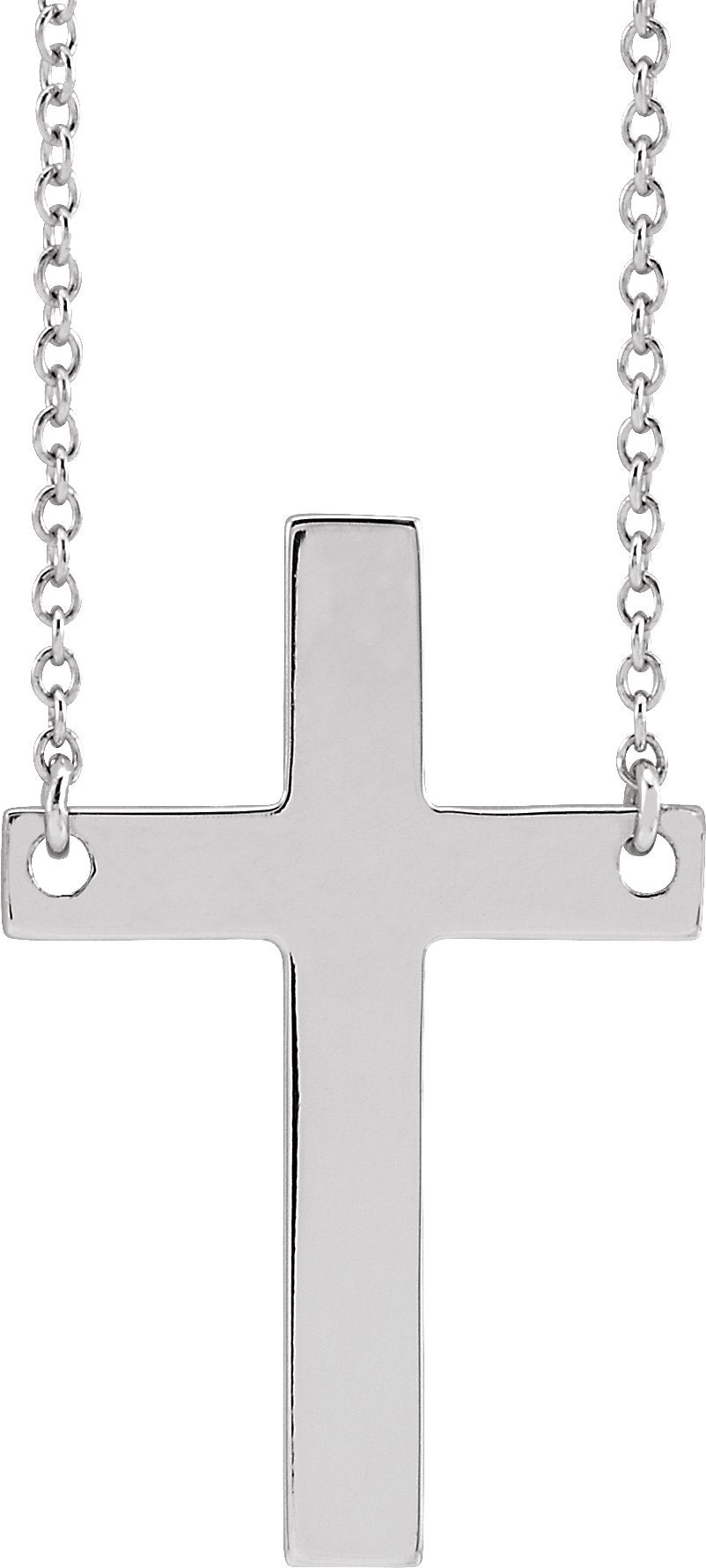 14K White Cross 18" Necklace