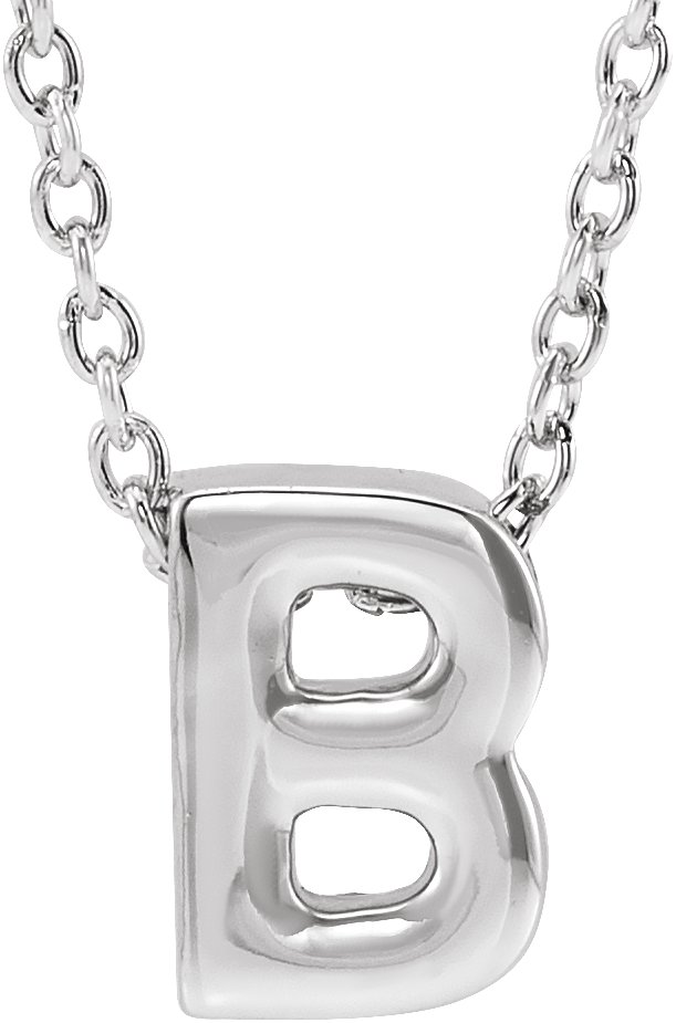 14K White Initial B Slide Pendant 16-18" Necklace 