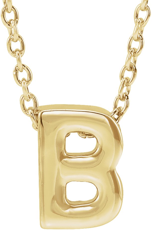 14K Yellow Initial B Slide Pendant 16-18" Necklace 