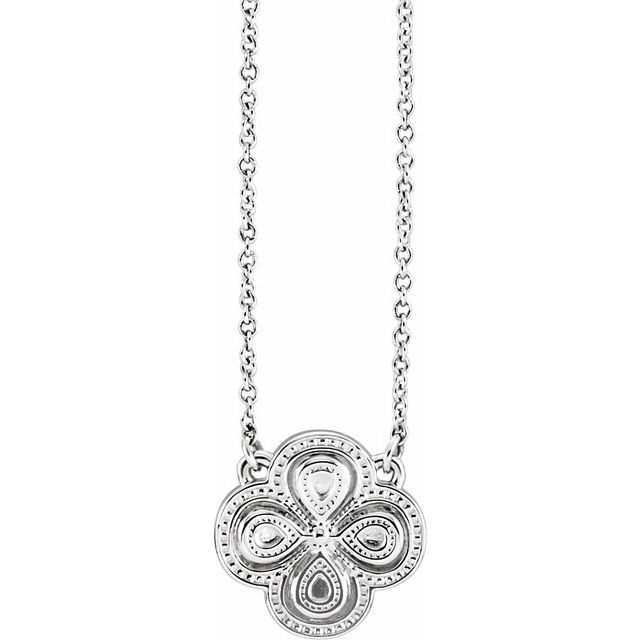 Sterling Silver Clover 18 Necklace