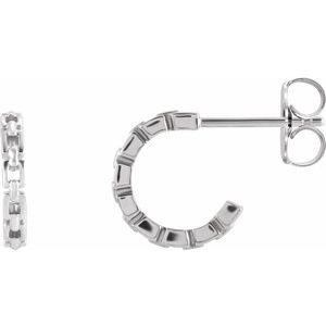 14K White Chain Link 10.2 mm Hoop Earrings