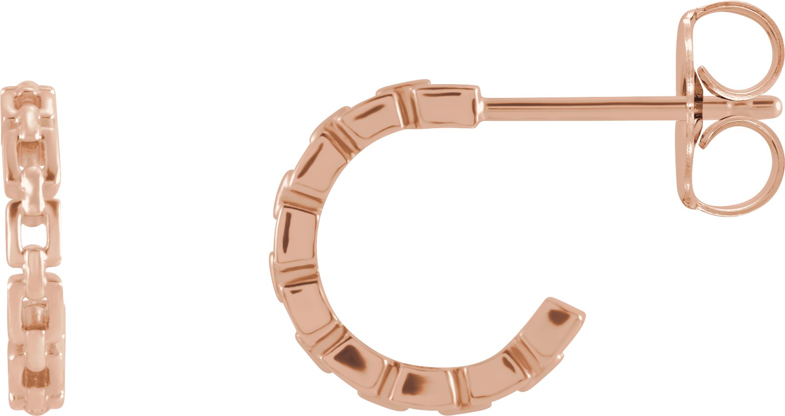 14K Rose Chain Link 10.2 mm Hoop Earrings