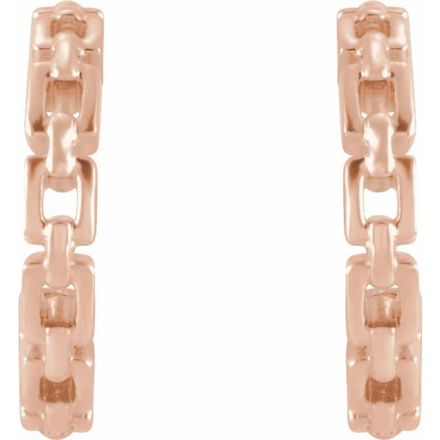 14K Rose 10.23 mm Chain Link Huggie Earrings