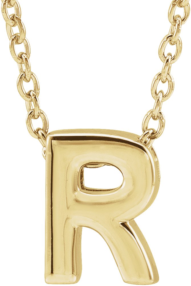 14K Yellow Initial R Slide Pendant 16-18" Necklace 