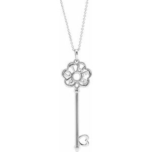 14K White Mother-s Key® 16-18" Necklace
